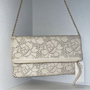 Urban Expressions Arabella Clutch Cream CROSSBODY Floral Perforated